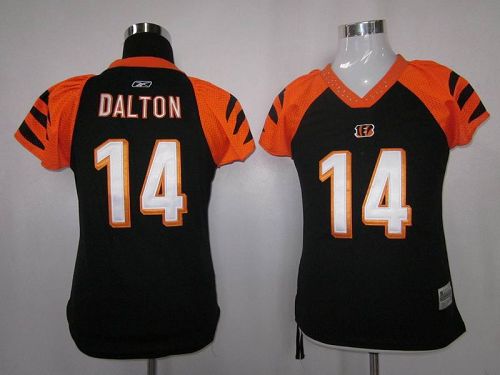 Bengals #14 Andy Dalton Black Women's Field Flirt Stitched NFL Jersey - Click Image to Close